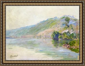 Port of Valencia Framed Paintings - The Seine at Port-Villes Clear Weather by Claude Monet