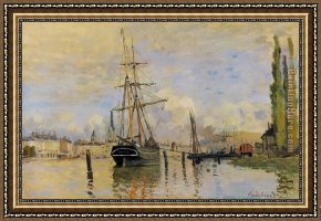 Rouen Framed Paintings - The Seine at Rouen 1 by Claude Monet