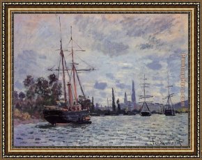 Rouen Framed Paintings - The Seine at Rouen 2 by Claude Monet