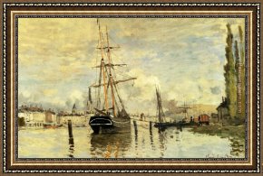 Rouen Framed Paintings - The Seine At Rouen by Claude Monet