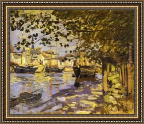 Rouen Framed Paintings - The Seine at Rouen I by Claude Monet