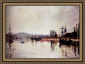 Rouen Framed Paintings - The Seine Below Rouen by Claude Monet