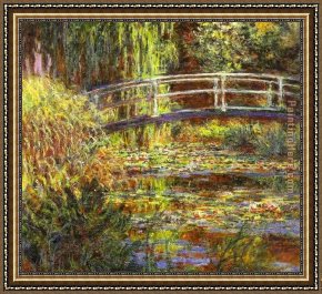 Claude Framed Paintings - The Water Lily Pond by Claude Monet