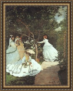Garden Framed Paintings - The women in the Garden by Claude Monet