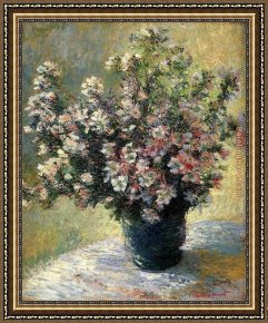 Claude Framed Paintings - Vase Of Flowers by Claude Monet