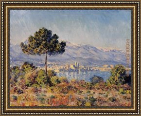 Antibes And The Maritime Alps Framed Paintings - View of Antibes from the Notre-Dame by Claude Monet