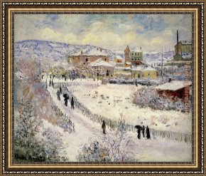 Argenteuil Framed Paintings - View of Argenteuil in the Snow by Claude Monet