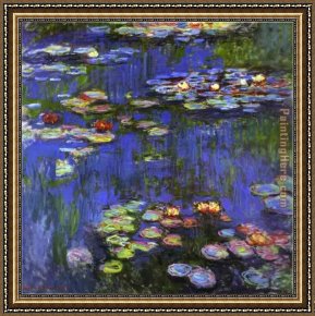 Claude Framed Paintings - Water-Lilies 1914 by Claude Monet