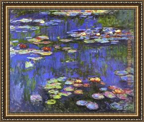 Claude Framed Paintings - Water Lilies 1914 by Claude Monet
