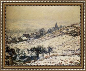 Early Winter in The Sierra Nevada Framed Paintings - Winter At Giverny by Claude Monet