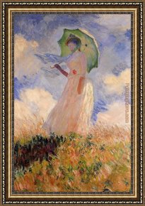 Woman with a Parasol 1 Framed Paintings - Woman with a Parasol 1 by Claude Monet