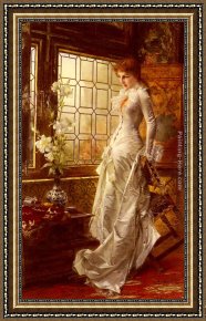 The Goldfish Window Framed Paintings - At The Window by Conrad Kiesel