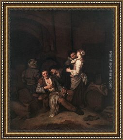 Tavern Framed Paintings - Tavern Scene by Cornelis Bega