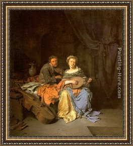 A Duet Framed Paintings - The Duet by Cornelis Bega