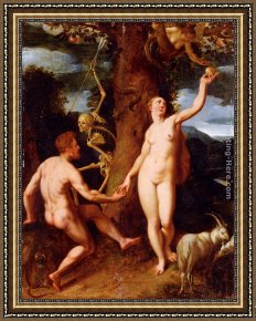 Man with Scythe Framed Paintings - The Fall Of Man by Cornelis Cornelisz