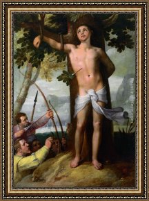 Saint Cosmas And Saint Damian Salvaged Framed Paintings - The Miracle of Saint Sebastian by Cornelis Cornelisz
