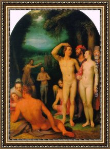 Cornelisz Framed Paintings - The Baptism of Christ by Cornelis Cornelisz Van Haarlem