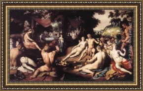 Cornelisz Framed Paintings - The Wedding of Peleus and Thetis by Cornelis Cornelisz Van Haarlem