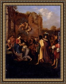 Triptych of The Adoration of The Magi Framed Paintings - Adoration Of The Magi by Cornelis van Poelenburgh