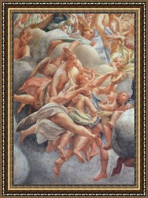 Assumption of The Virgin, Detail of The Apostles Framed Paintings - Assumption of the Virgin, detail of angelic musicians by Correggio