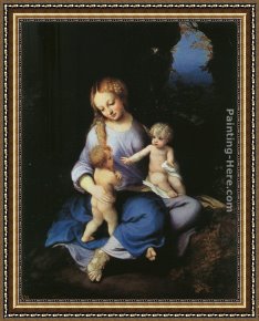 Madonna And Child with Saints And Angels Framed Paintings - Madonna and Child with the Young Saint John by Correggio