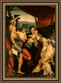 Madonna with St. Jerome (the Day) Framed Paintings - Madonna with St. Jerome (The Day) by Correggio