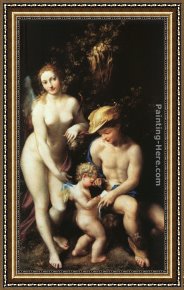 The Education of Cupid Framed Paintings - The Education of Cupid by Correggio
