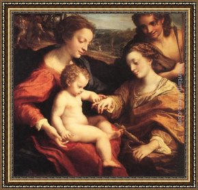 The Mystic Marriage of St. Catherine Framed Paintings - The Mystic Marriage of St. Catherine by Correggio