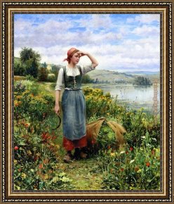 Field I Framed Paintings - A Field of Flowers by Daniel Ridgway Knight