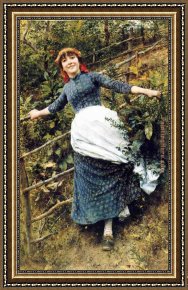 Summer Framed Paintings - A Summer's Folly by Daniel Ridgway Knight