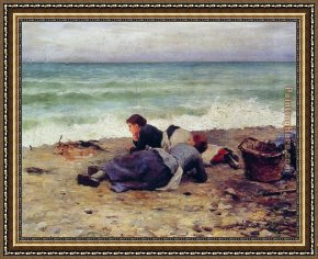 Eze-sur-mer Framed Paintings - Etretat Sur Mer by Daniel Ridgway Knight