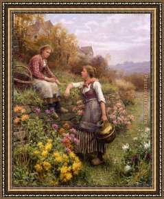 The Gossip Framed Paintings - Gossips by Daniel Ridgway Knight