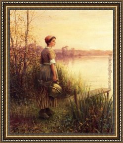 Golden Sunset Framed Paintings - The Golden Sunset by Daniel Ridgway Knight