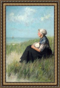 An Algerian Mother And Child Framed Paintings - Mother and Child in the Dunes by David Adolf Constant Artz