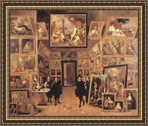 Wilhelm Velten Framed Paintings - Archduke Leopold Wilhelm in his Gallery by David the Younger Teniers