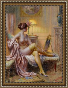 Toilette Framed Paintings - La Toilette by Delphin Enjolras