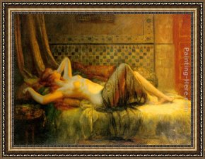 Nude Framed Paintings - Reclining Nude by Delphin Enjolras
