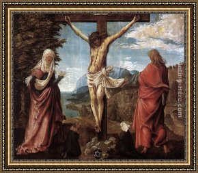 Cross in The Wilderness Framed Paintings - Christ On The Cross Between Mary And St. John by Denys van Alsloot