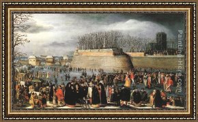 Carnival of Harlequin Framed Paintings - Skating during Carnival by Denys van Alsloot