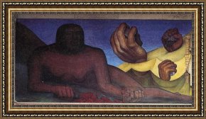 Rivera Framed Paintings - Detroit Industry by Diego Rivera