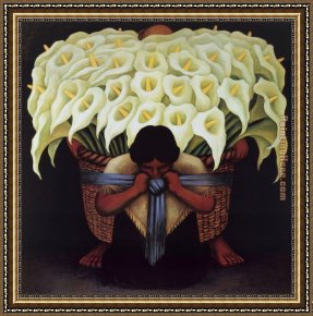 Rivera Framed Paintings - El Vendador de Alcatraces (The Vendor of Alcatraces) by Diego Rivera