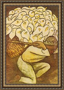 El Vendador De Alcatraces (the Vendor of Alcatraces) Framed Paintings - El Vendedora De Alcatraces by Diego Rivera