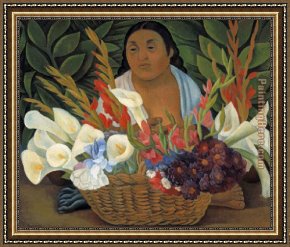 Rivera Framed Paintings - Flower Seller by Diego Rivera