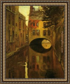 Rivera Framed Paintings - House over the Bridge by Diego Rivera