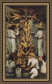 Rivera Framed Paintings - La Fiesta del Maiz (Corn Festival) by Diego Rivera