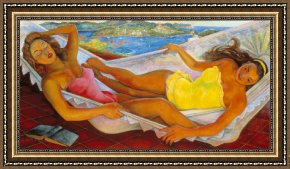 Rivera Framed Paintings - La Hamaca The Hammock by Diego Rivera