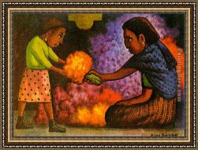 Rivera Framed Paintings - Mother's Helper by Diego Rivera