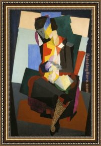 Rivera Framed Paintings - Motherhood - Angelina and the Child Diego by Diego Rivera