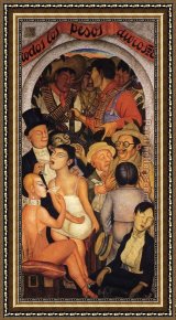 Rivera Framed Paintings - Night of the Rich by Diego Rivera