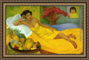 Rivera Framed Paintings - Retrato de la Sra Dona Elena Flores de Carrillo by Diego Rivera